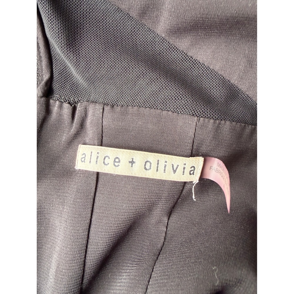 Alice + Olivia Yve black V-Neck Mesh Back Cutout Sheath Dress Size‎ 4 minimal - Picture 5 of 9